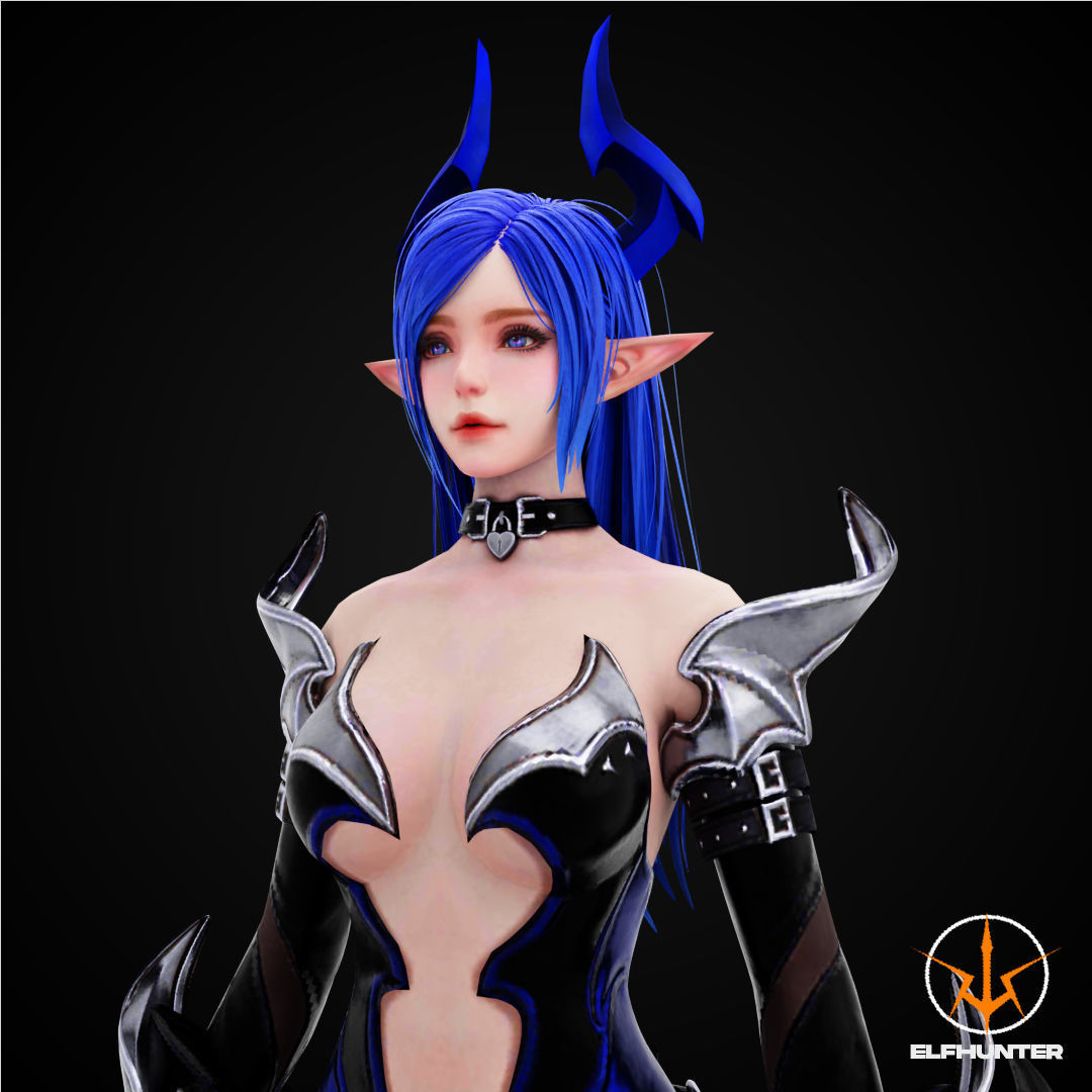 EXCLUSIVE ELF HUNTER EDITION RIGGED CHARACTER ELF BLUE DEVIL Low-poly 3D model_1