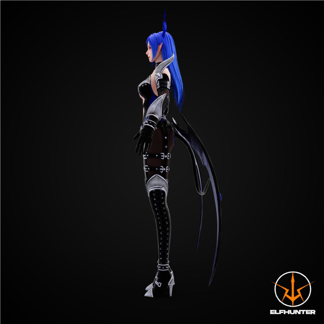 EXCLUSIVE ELF HUNTER EDITION RIGGED CHARACTER ELF BLUE DEVIL Low-poly 3D model_5