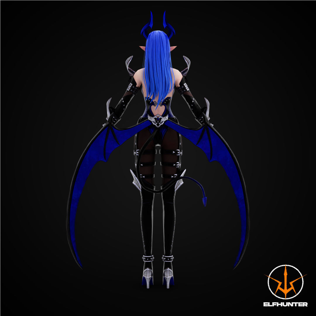EXCLUSIVE ELF HUNTER EDITION RIGGED CHARACTER ELF BLUE DEVIL Low-poly 3D model_4