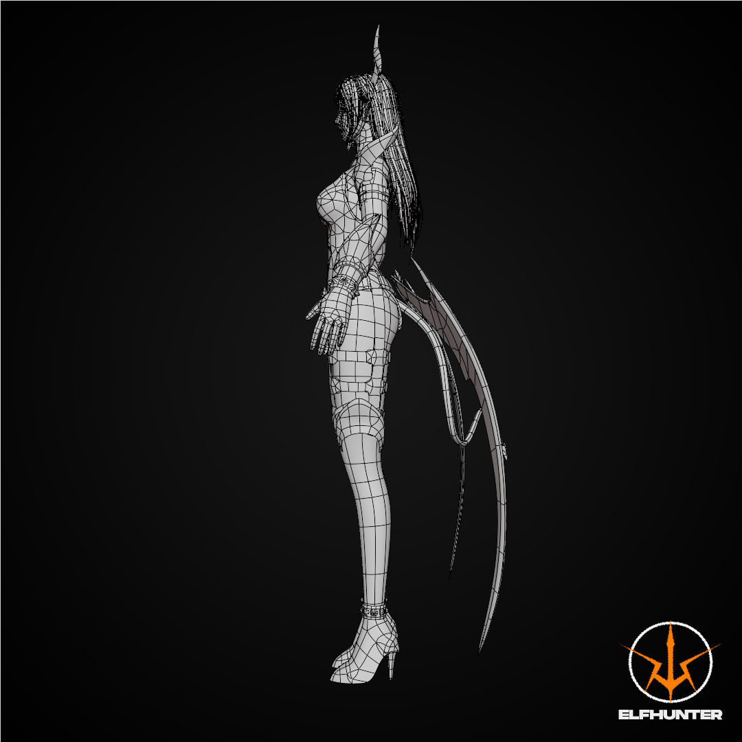 EXCLUSIVE ELF HUNTER EDITION RIGGED CHARACTER ELF BLUE DEVIL Low-poly 3D model_13