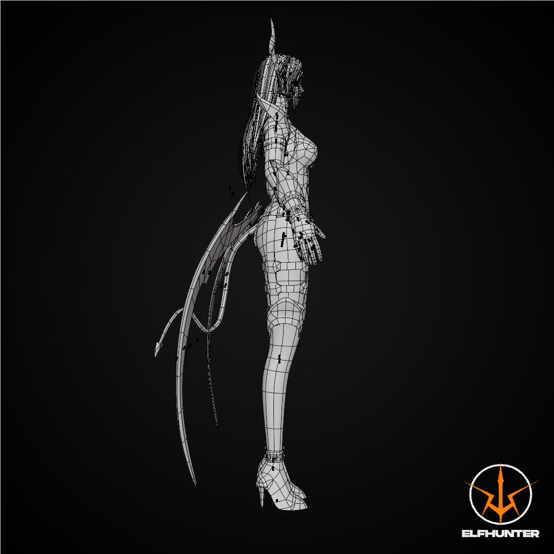 EXCLUSIVE ELF HUNTER EDITION RIGGED CHARACTER ELF BLUE DEVIL Low-poly 3D model_15