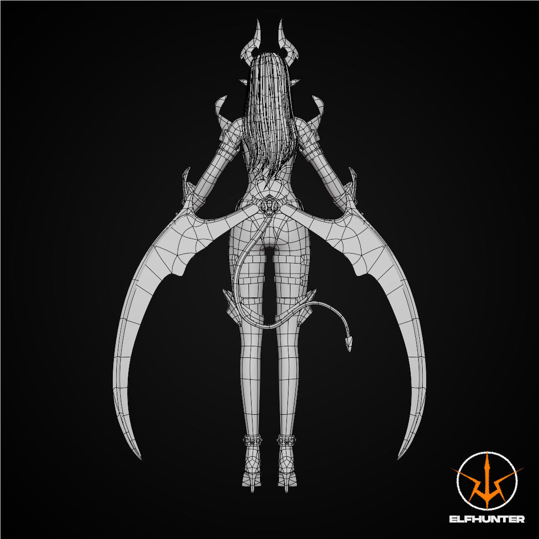 EXCLUSIVE ELF HUNTER EDITION RIGGED CHARACTER ELF BLUE DEVIL Low-poly 3D model_12