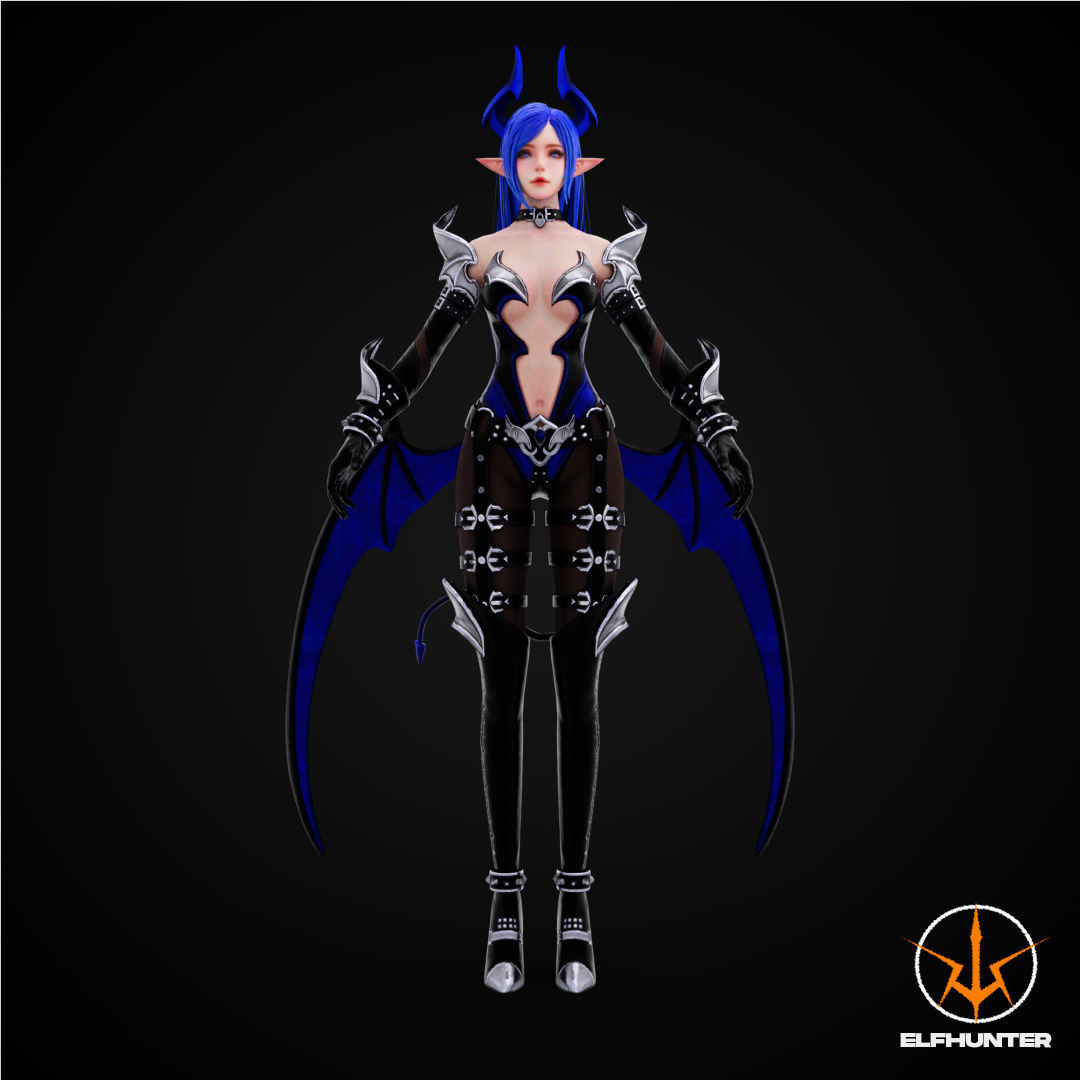 EXCLUSIVE ELF HUNTER EDITION RIGGED CHARACTER ELF BLUE DEVIL Low-poly 3D model_2
