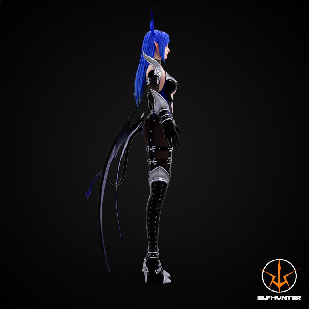 EXCLUSIVE ELF HUNTER EDITION RIGGED CHARACTER ELF BLUE DEVIL Low-poly 3D model_3