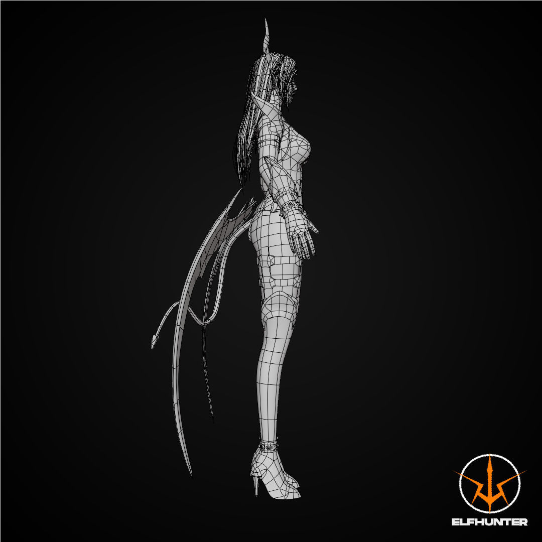 EXCLUSIVE ELF HUNTER EDITION RIGGED CHARACTER ELF BLUE DEVIL Low-poly 3D model_11