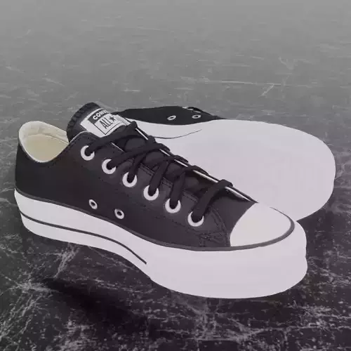 CONVERSE 3D SHOES - BLACK LOW Low-poly 3D model