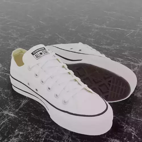 CONVERSE 3D SHOES - WHITE LOW Low-poly 3D model