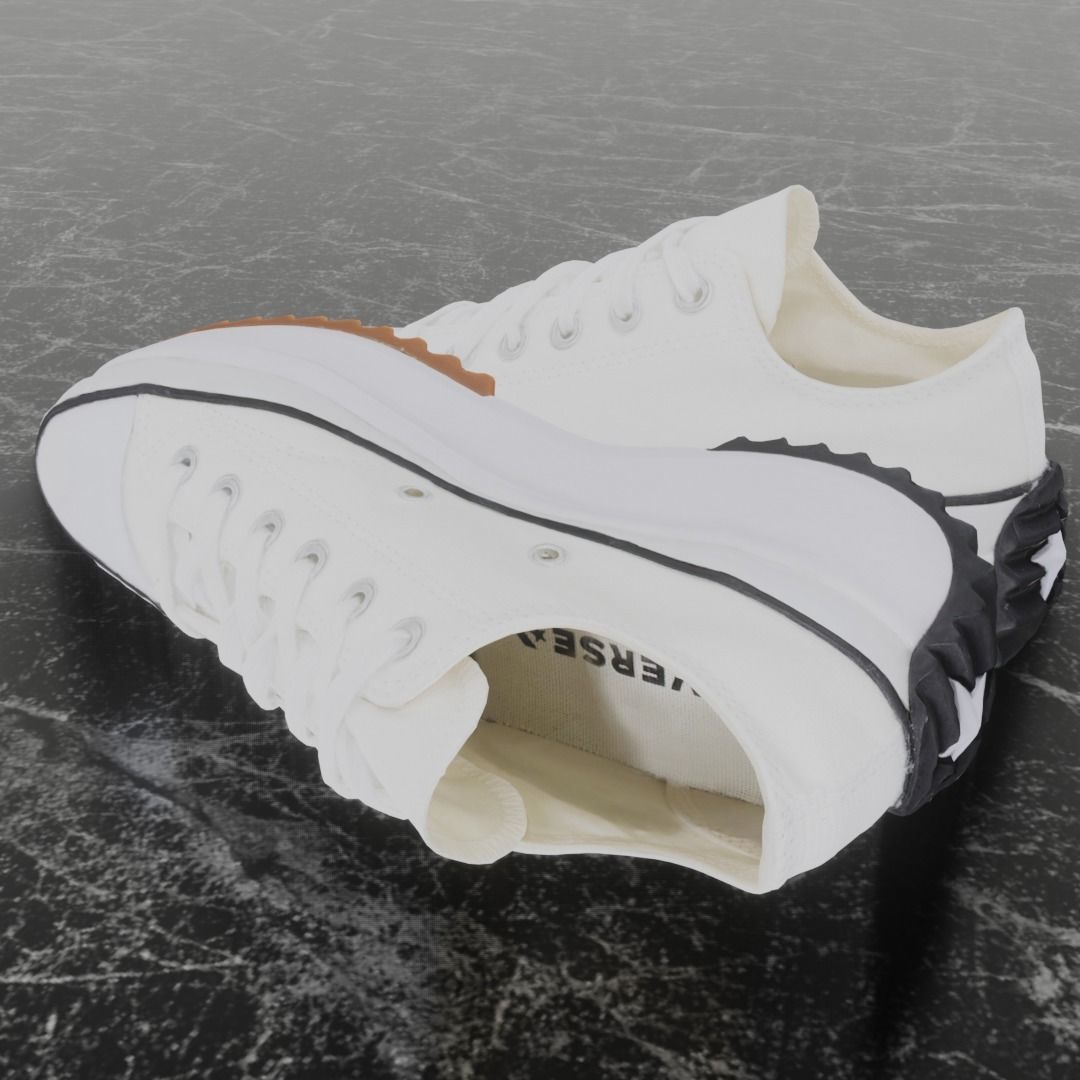CONVERSE 3D SHOES - WHITE - BROWN LOW Low-poly 3D model_3