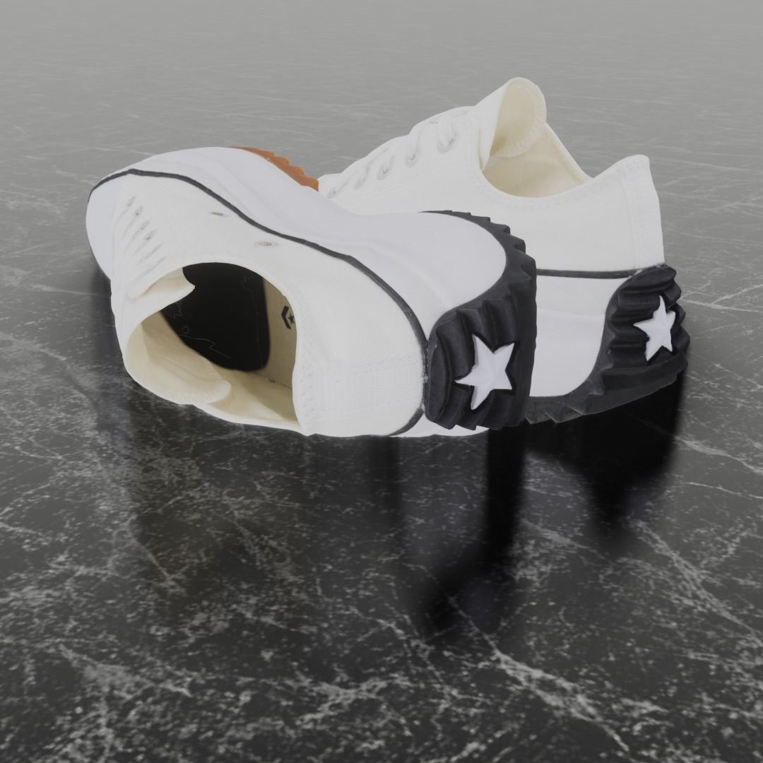 CONVERSE 3D SHOES - WHITE - BROWN LOW Low-poly 3D model_6