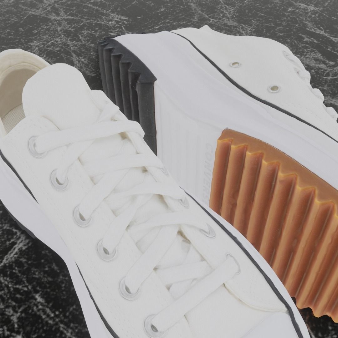 CONVERSE 3D SHOES - WHITE - BROWN LOW Low-poly 3D model_10