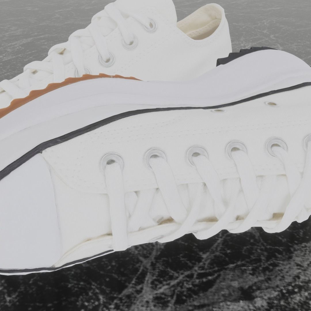 CONVERSE 3D SHOES - WHITE - BROWN LOW Low-poly 3D model_8