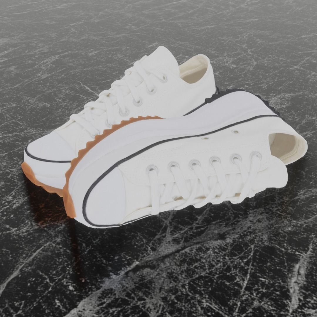 CONVERSE 3D SHOES - WHITE - BROWN LOW Low-poly 3D model_1