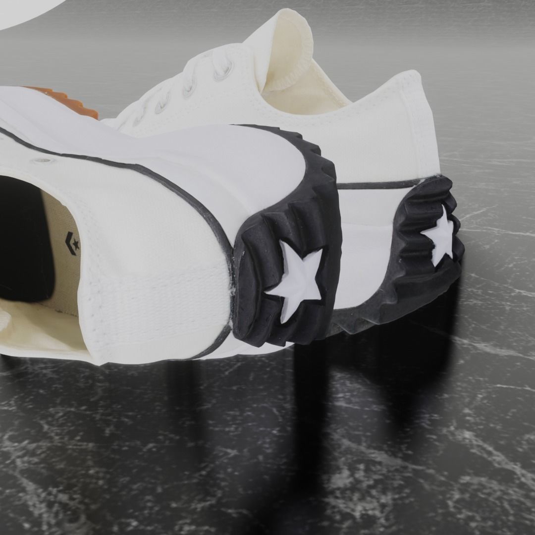 CONVERSE 3D SHOES - WHITE - BROWN LOW Low-poly 3D model_9