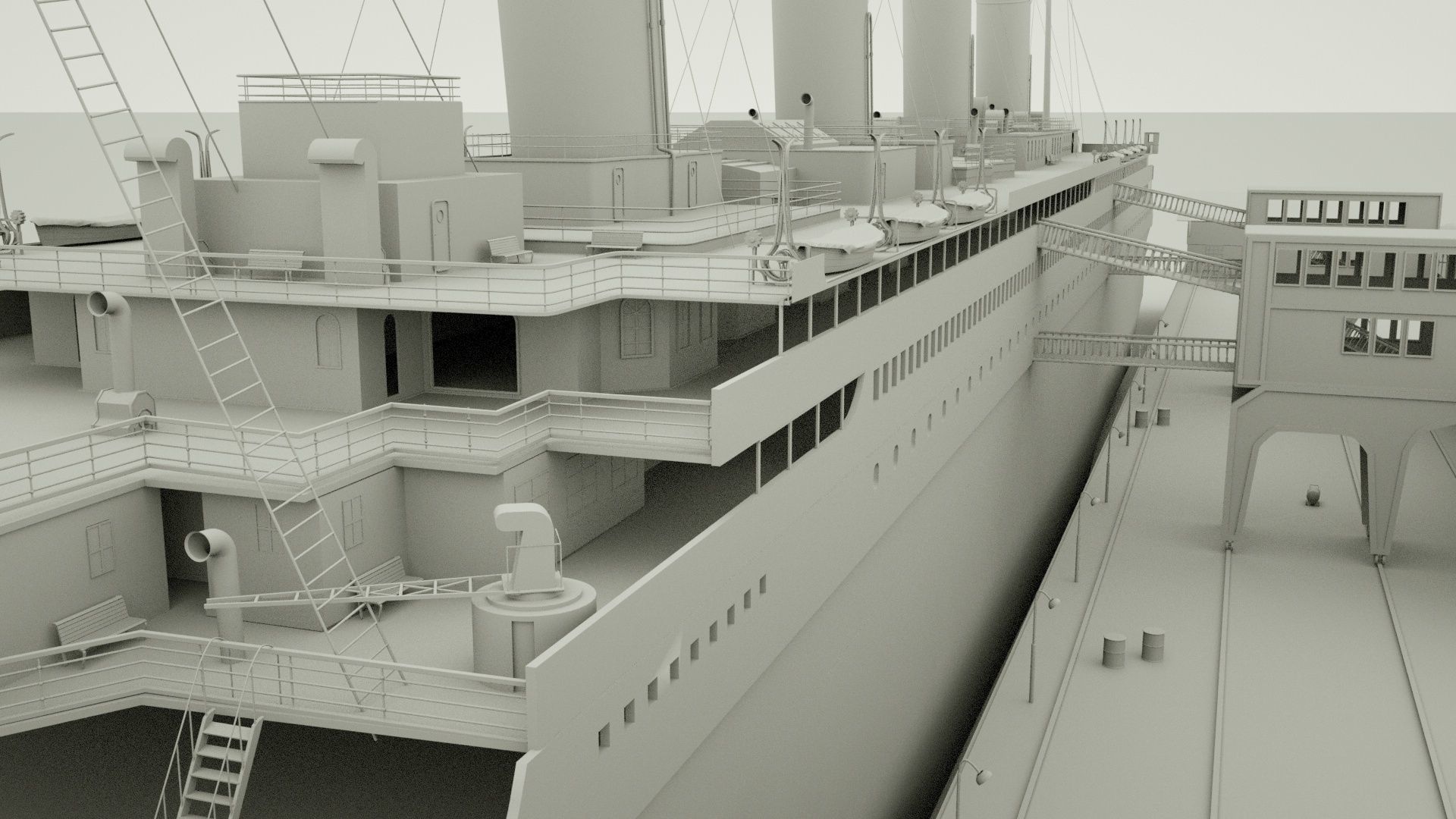 RMS titanic and port movie scene 3D model_4