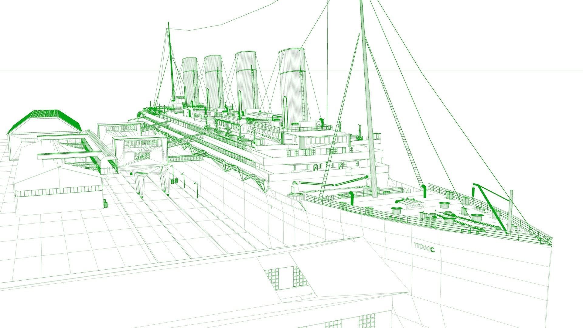 RMS titanic and port movie scene 3D model_13