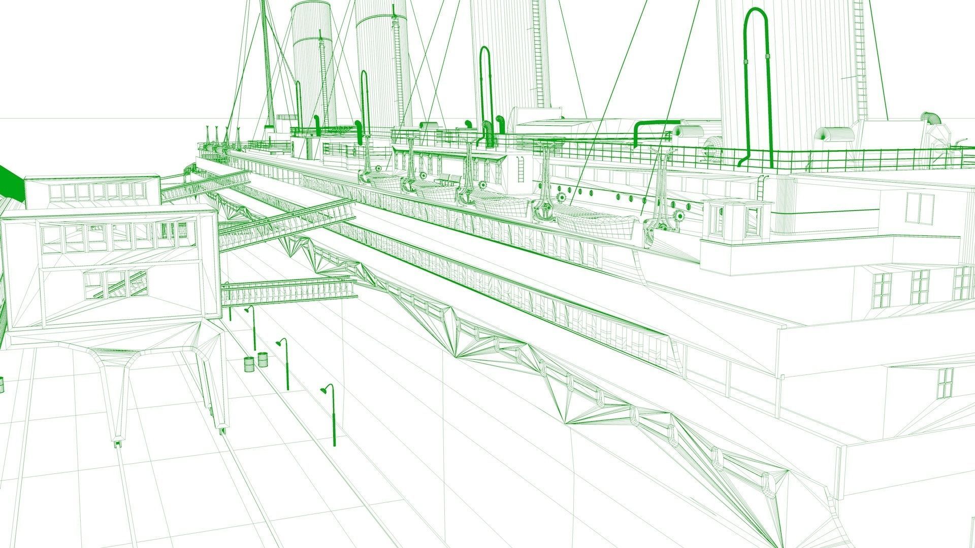 RMS titanic and port movie scene 3D model_14