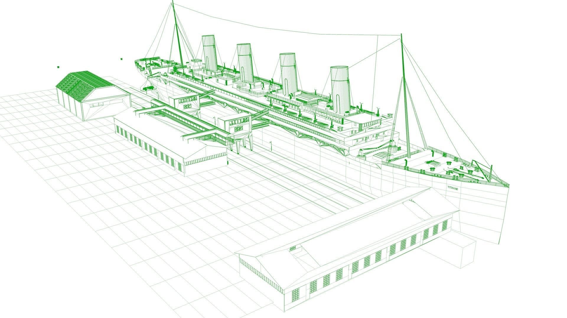 RMS titanic and port movie scene 3D model_9