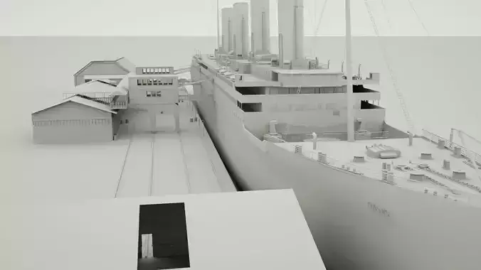 RMS titanic and port movie scene 3D model