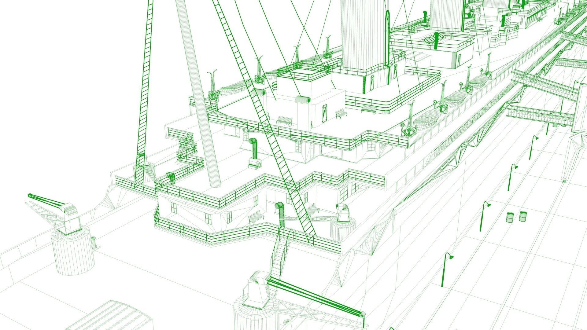 RMS titanic and port movie scene 3D model_11