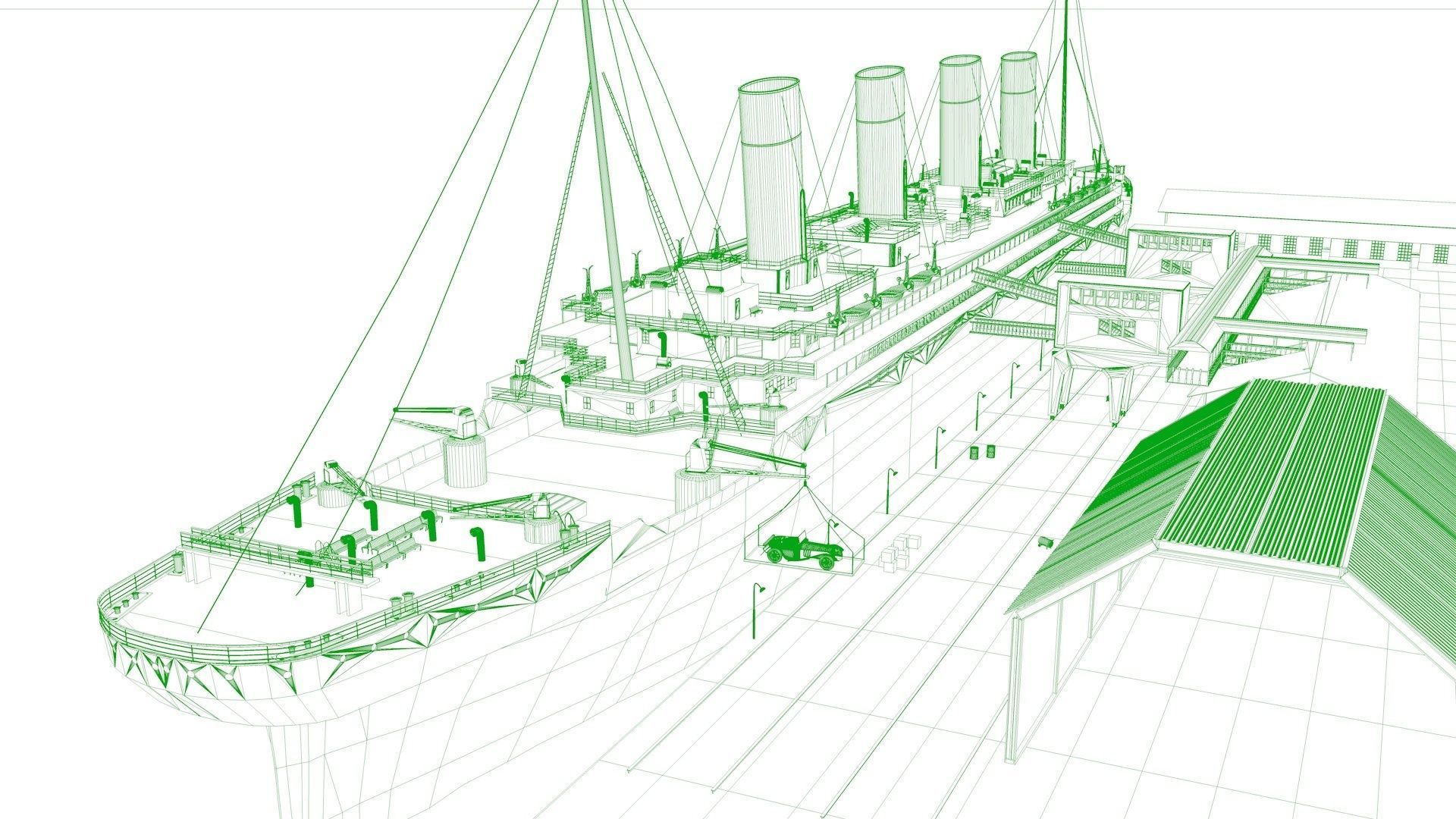 RMS titanic and port movie scene 3D model_10