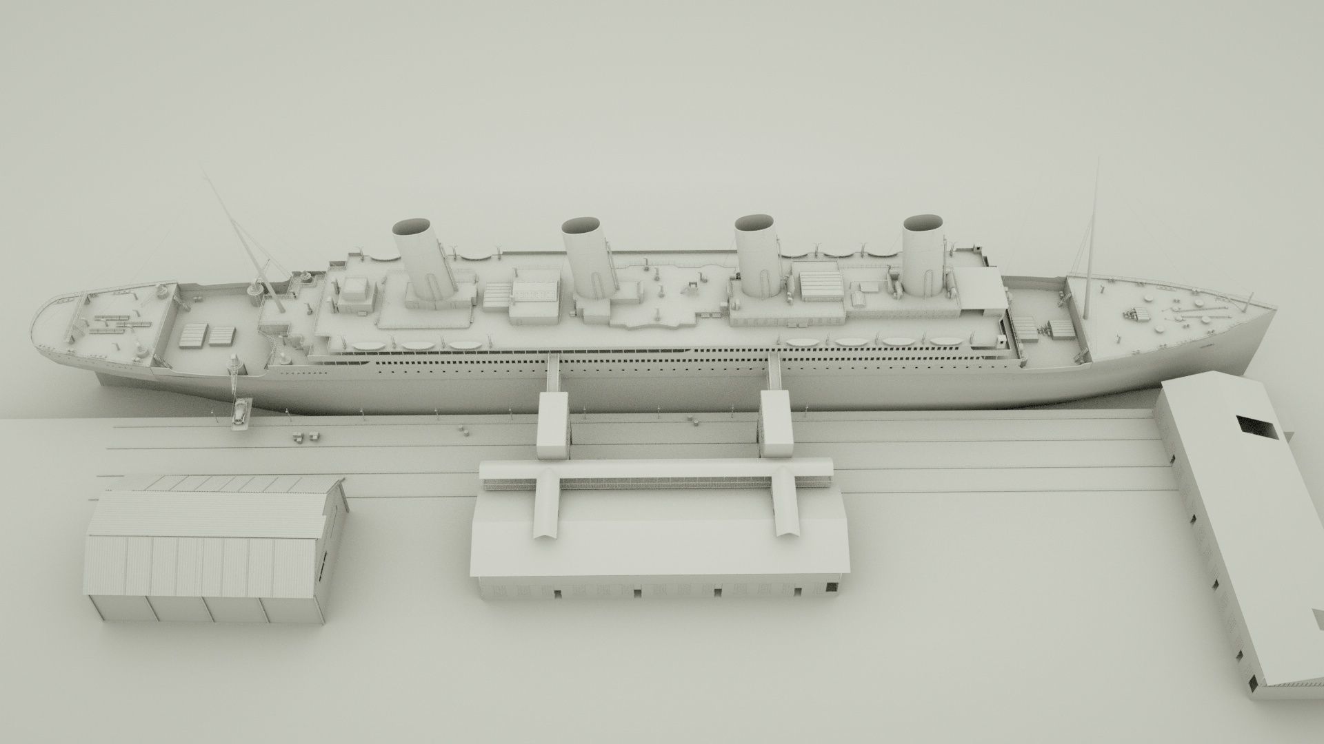 RMS titanic and port movie scene 3D model_7
