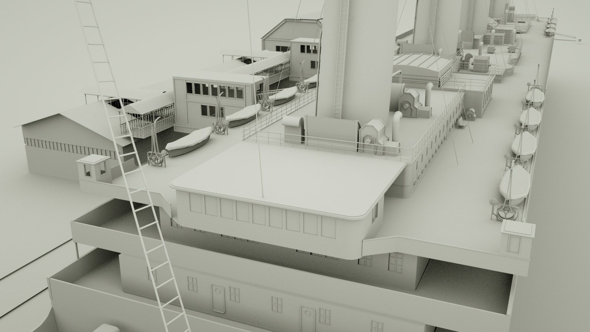 RMS titanic and port movie scene 3D model_8