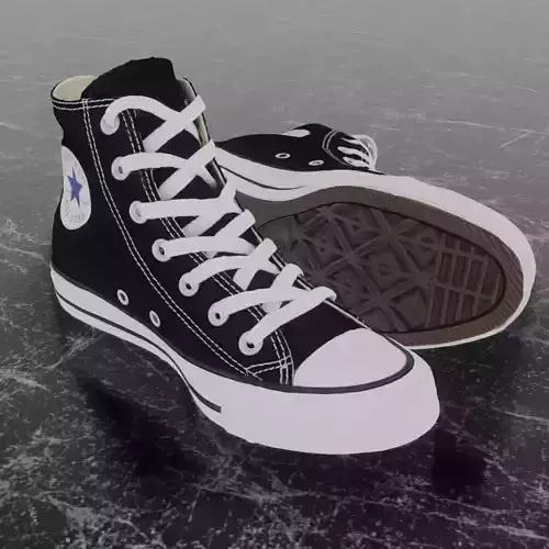 CONVERSE 3D SHOES - BLACK HIGH 2 Low-poly 3D model