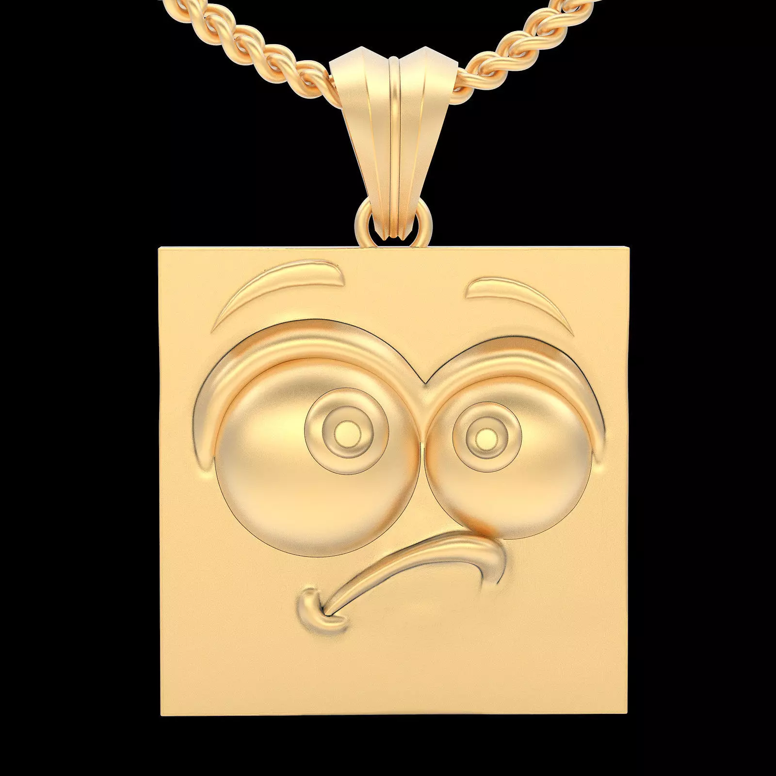 Emoji face  comic silver pendant gold jewelry 3D printable model 3D print model_0