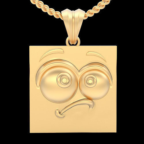 Emoji face  comic silver pendant gold jewelry 3D printable model 3D print model