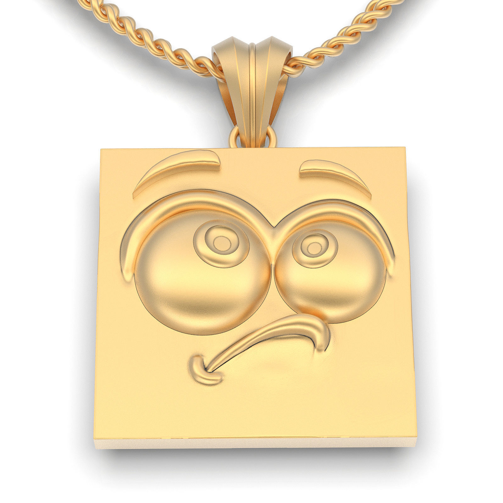 Emoji face  comic silver pendant gold jewelry 3D printable model 3D print model_3