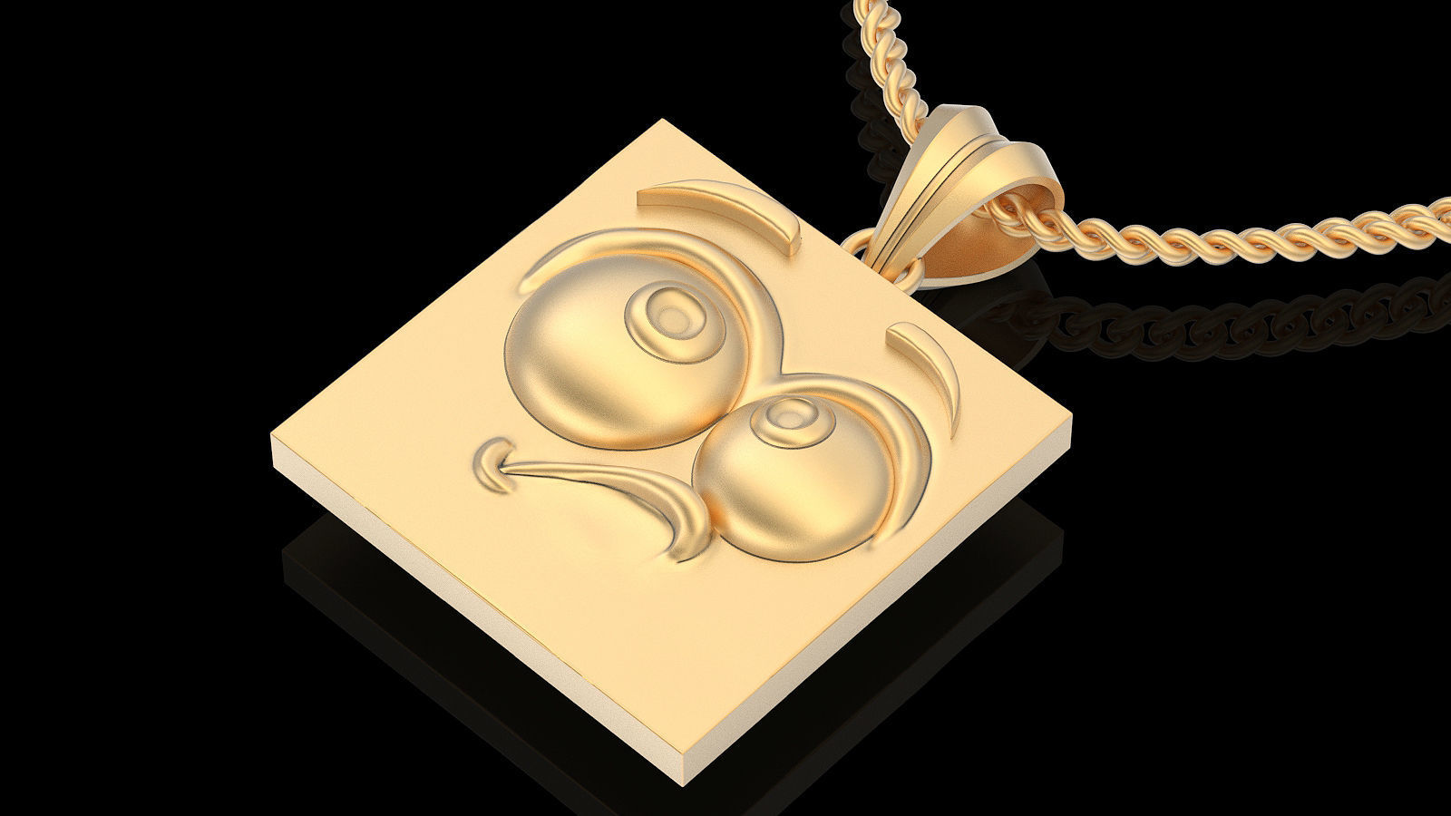 Emoji face  comic silver pendant gold jewelry 3D printable model 3D print model_2