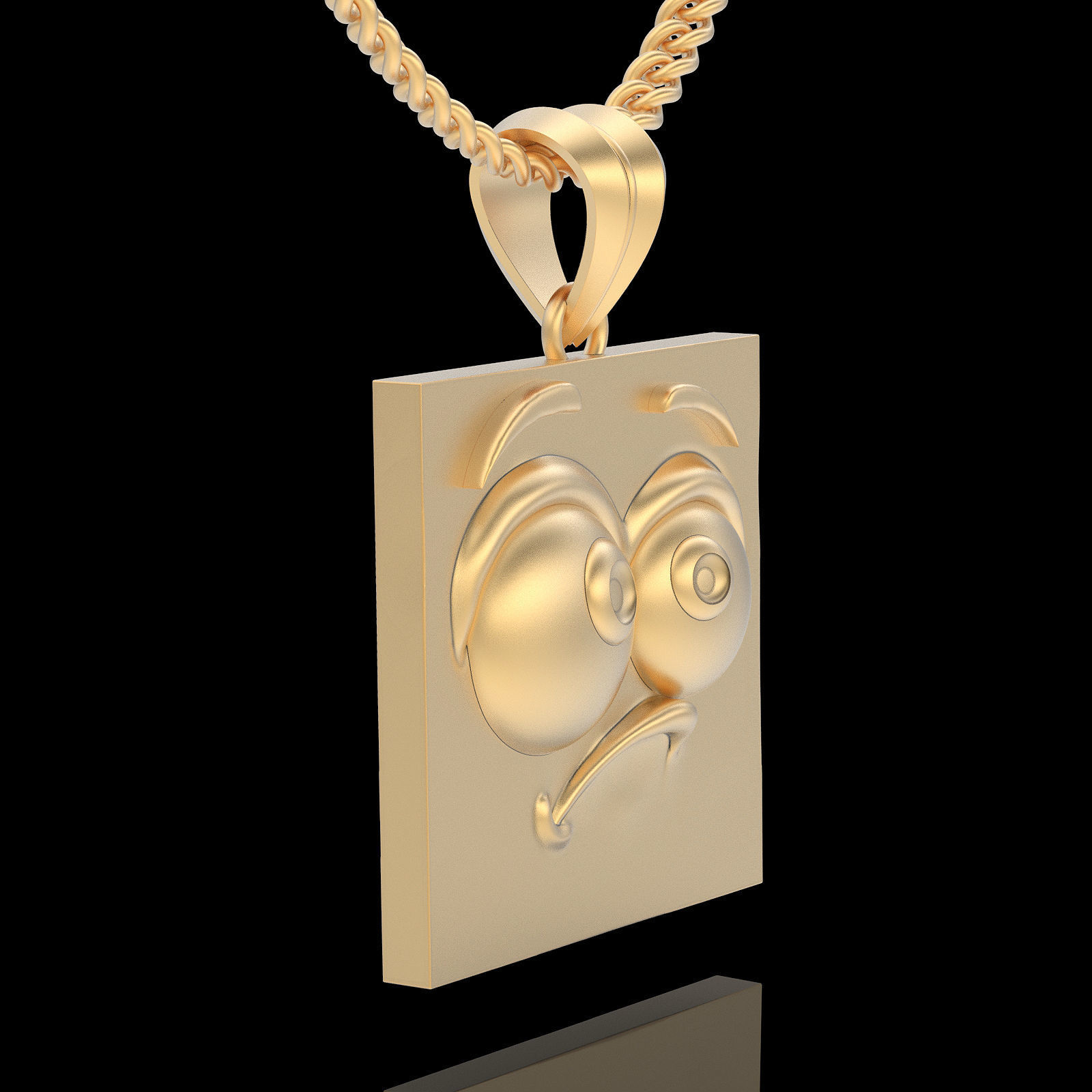 Emoji face  comic silver pendant gold jewelry 3D printable model 3D print model_4