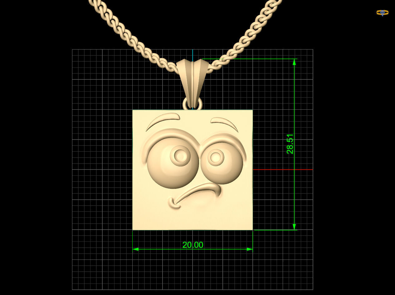 Emoji face  comic silver pendant gold jewelry 3D printable model 3D print model_7