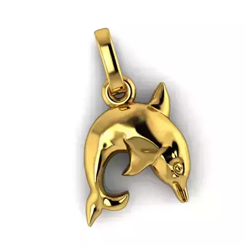 Puffy mini Dolphin Charm Necklace Pendant