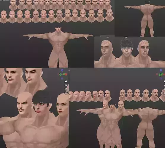 30 faces human male low poly for game development 