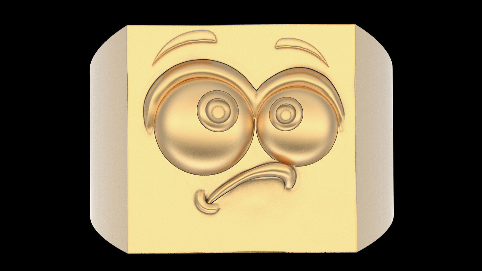 Emoji face comic ring silver gold jewelry 3D printable model 3D print model_3