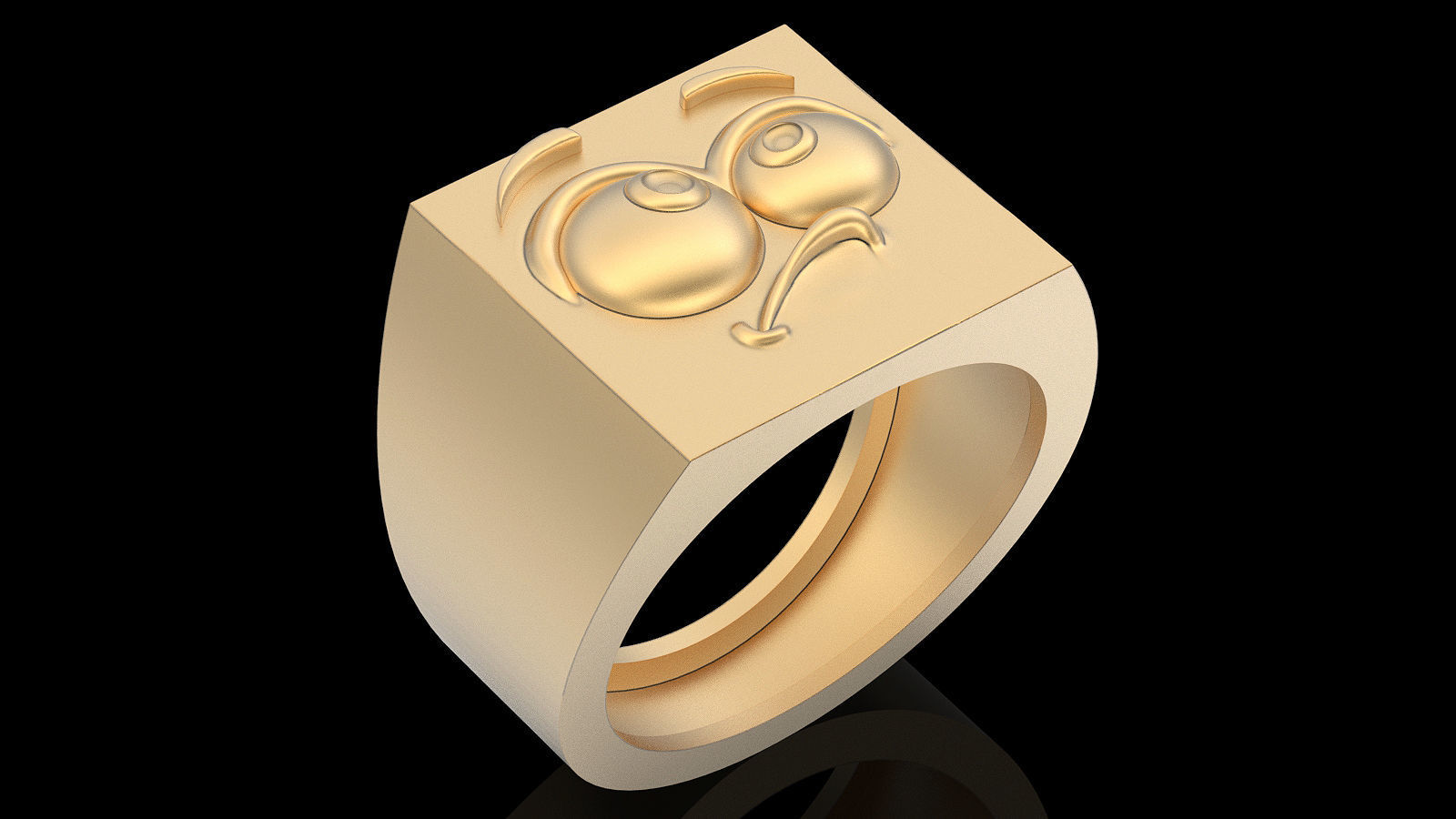 Emoji face comic ring silver gold jewelry 3D printable model 3D print model_2