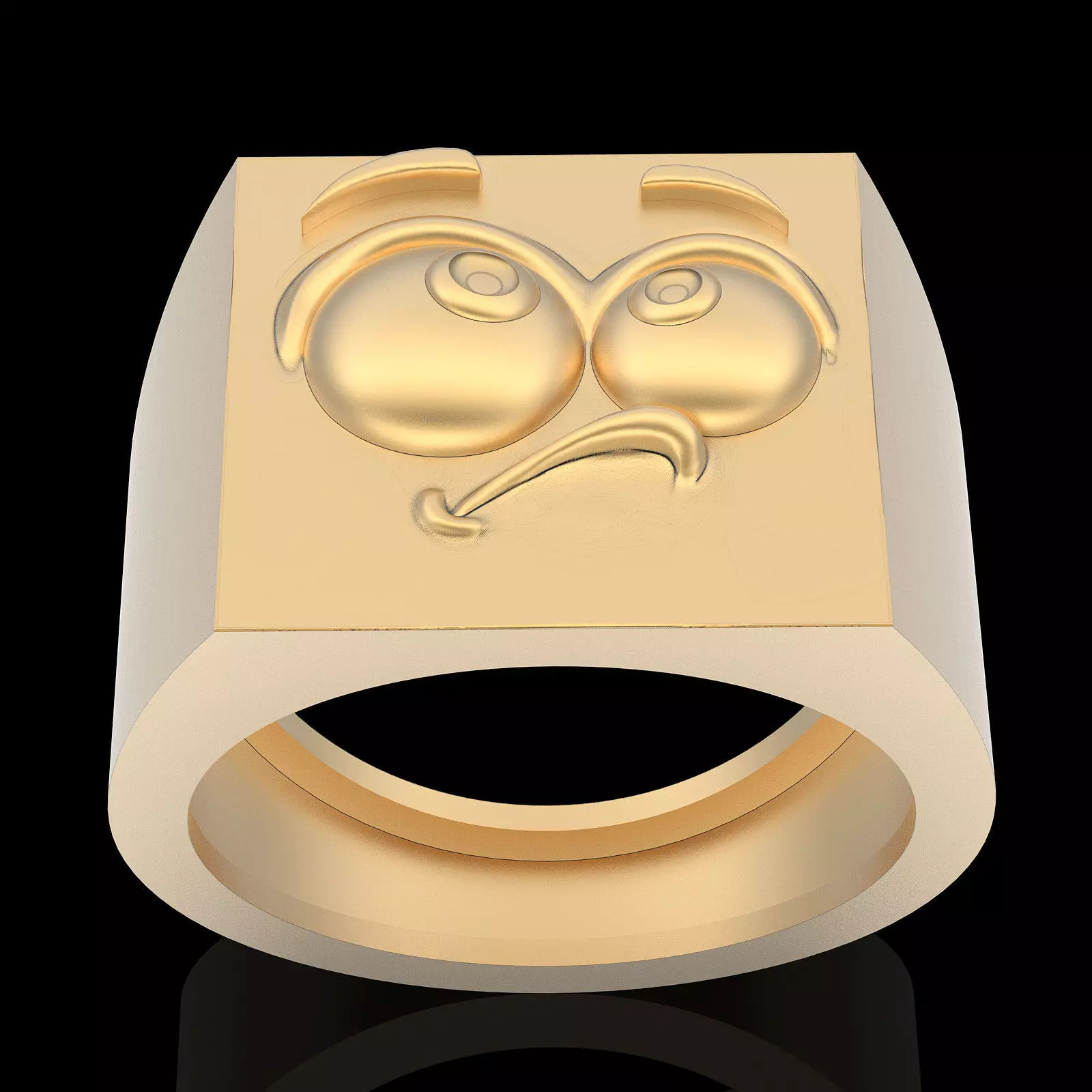 Emoji face comic ring silver gold jewelry 3D printable model 3D print model_0