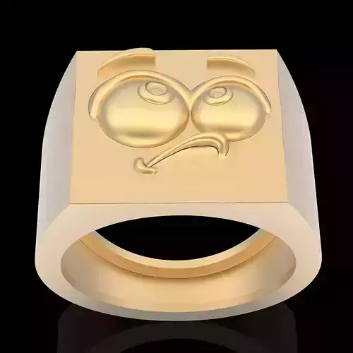 Emoji face comic ring silver gold jewelry 3D printable model 3D print model