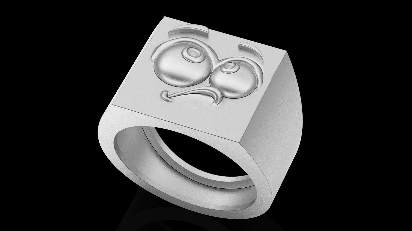 Emoji face comic ring silver gold jewelry 3D printable model 3D print model_1