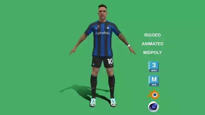 3D Rigged Lautaro Martinez Inter Milan 2023 3D model