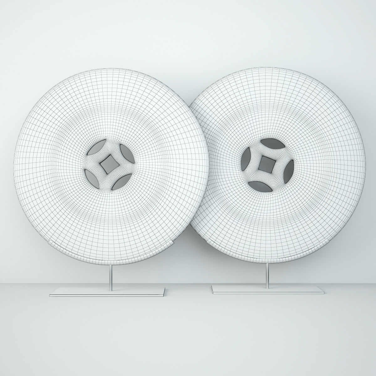 Blue and White Ceramic Disks 1 3D model | CGTrader