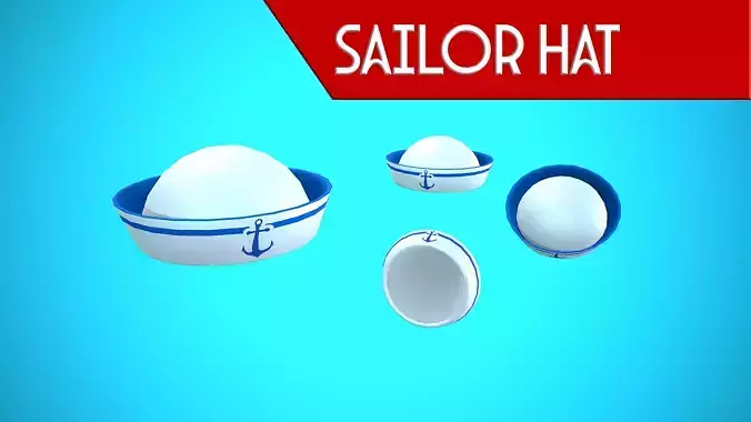 SAILOR HAT CARTOON STYLIZED Low-poly 3D model