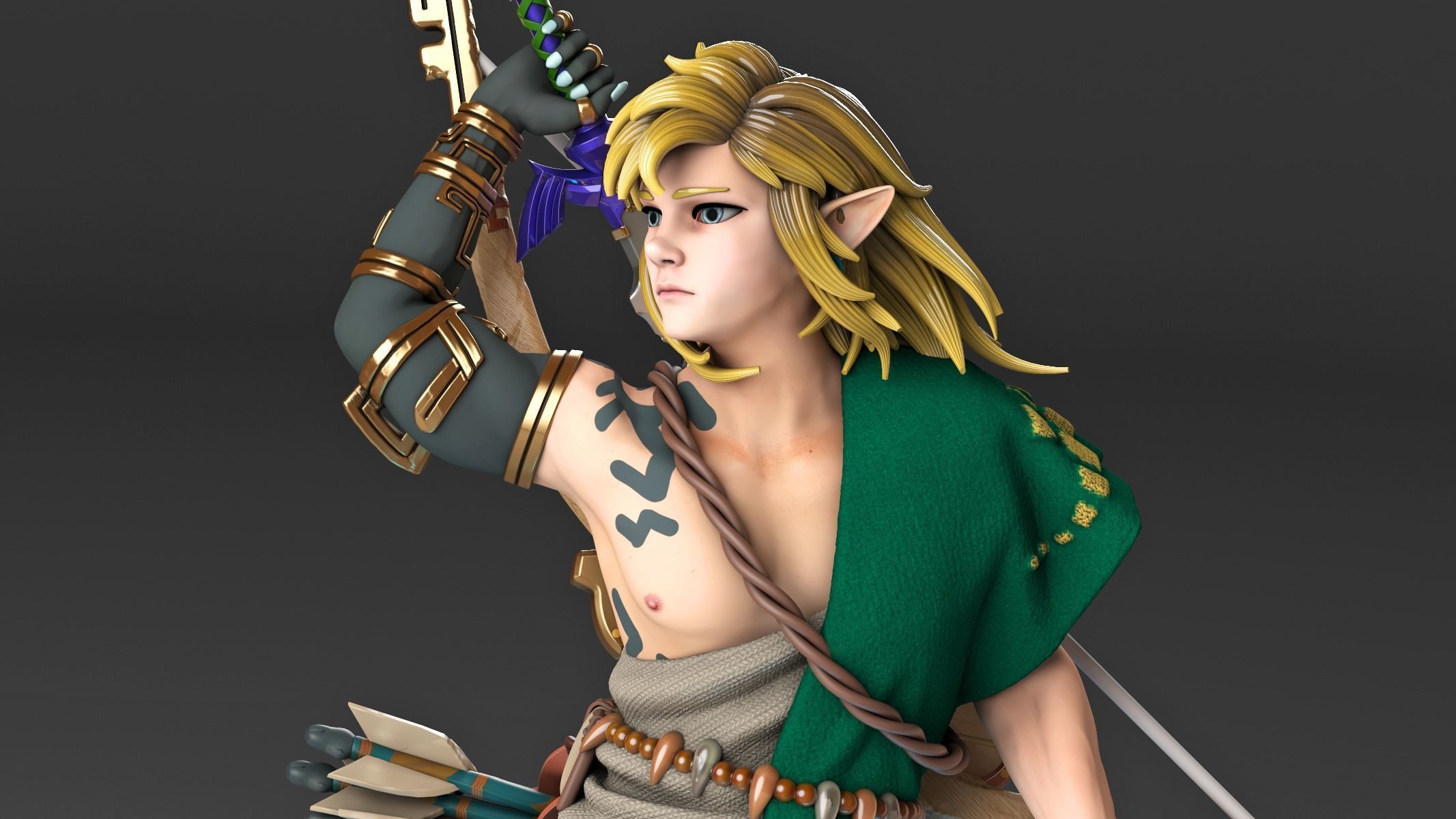 Link HD Statue - Zelda Tears Of The Kingdom - TOTK 3D print model_2