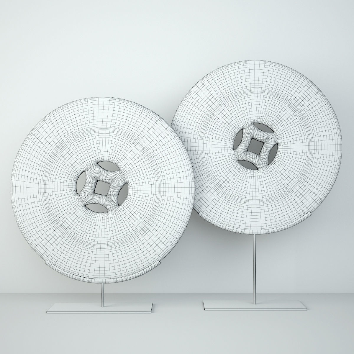 Blue and White Ceramic Disks 2 3D model | CGTrader