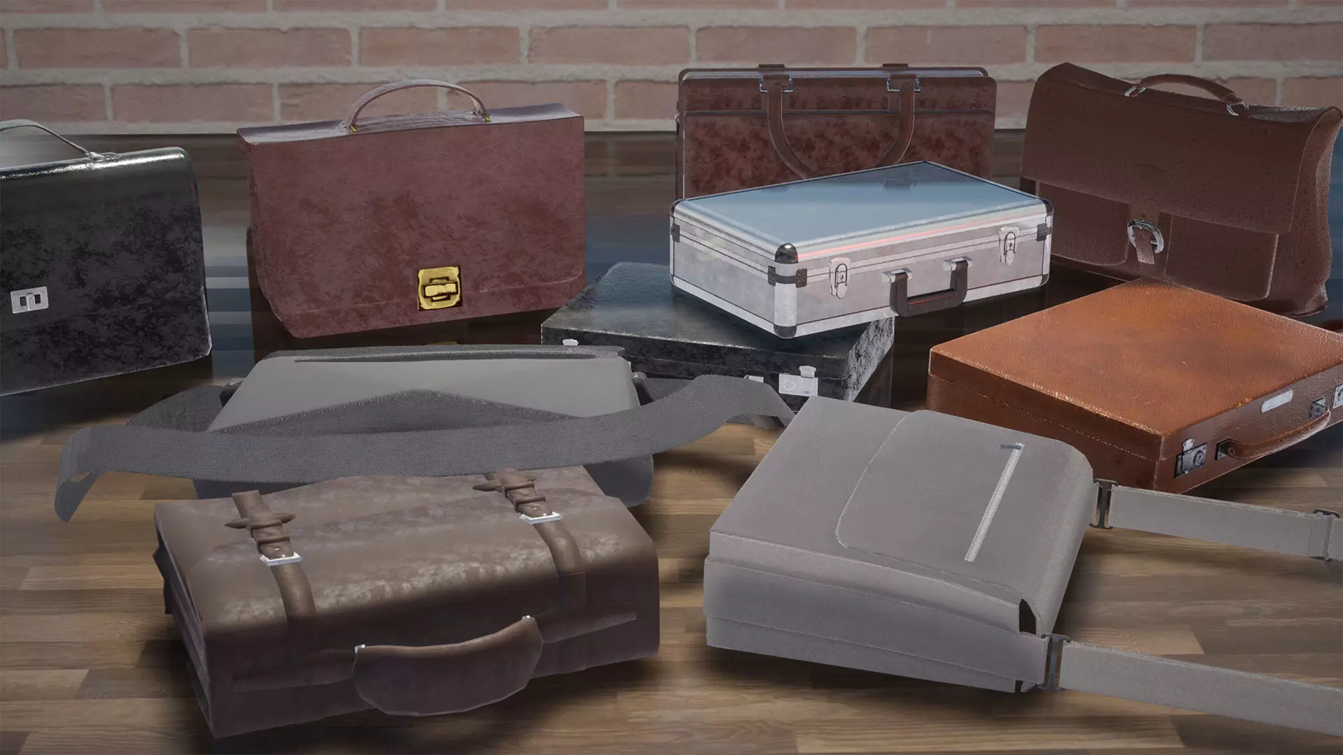 Briefcase Package 11 Assets Low-poly 3D model_0