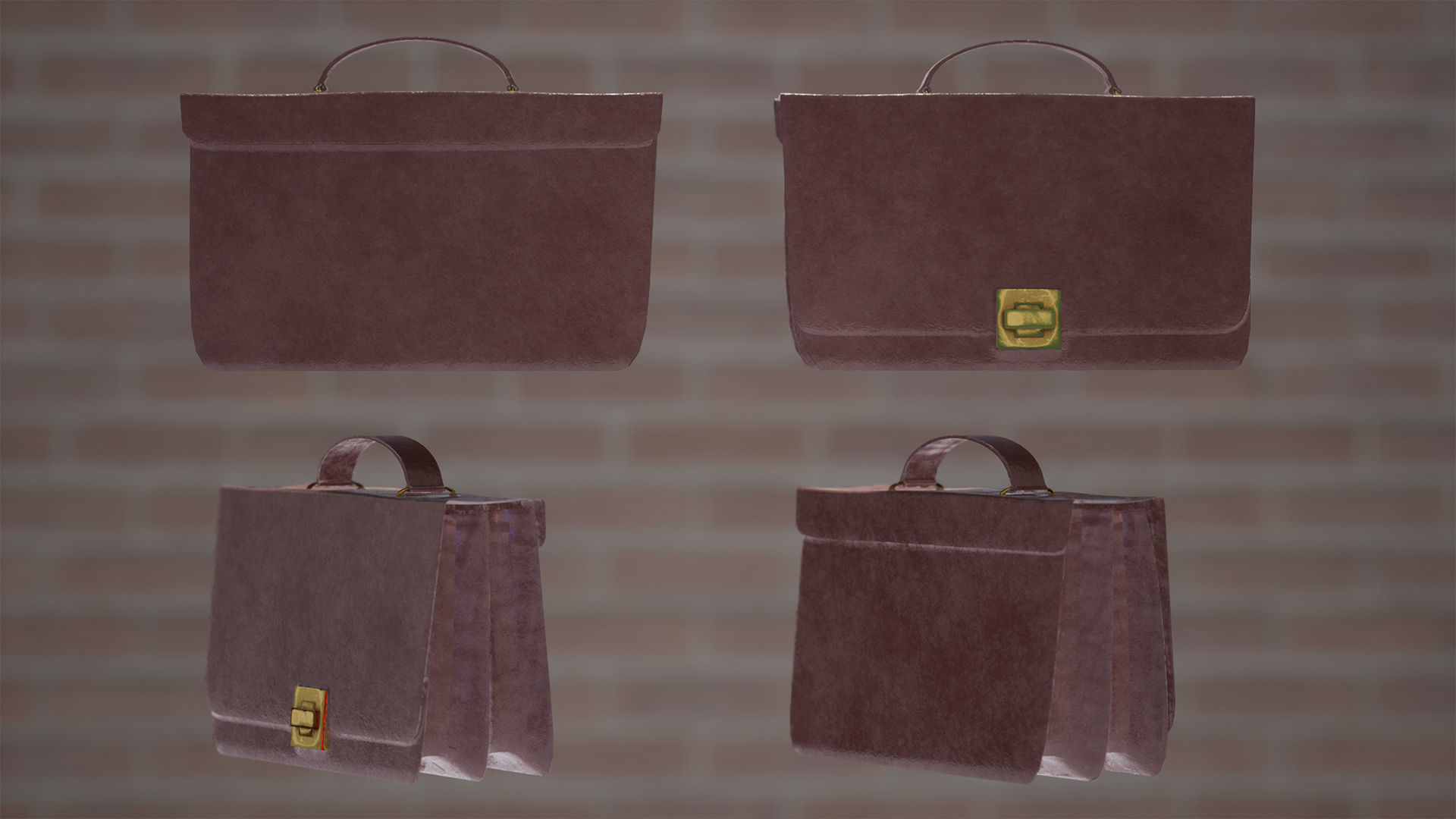 Briefcase Package 11 Assets Low-poly 3D model_7