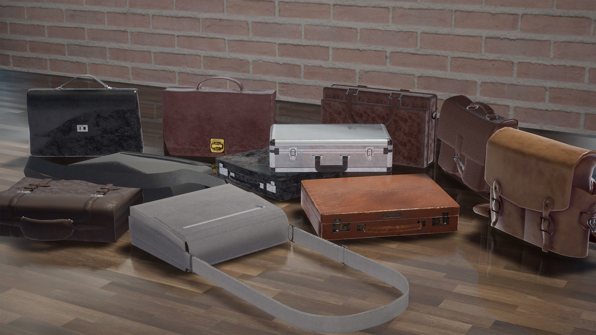 Briefcase Package 11 Assets Low-poly 3D model_13