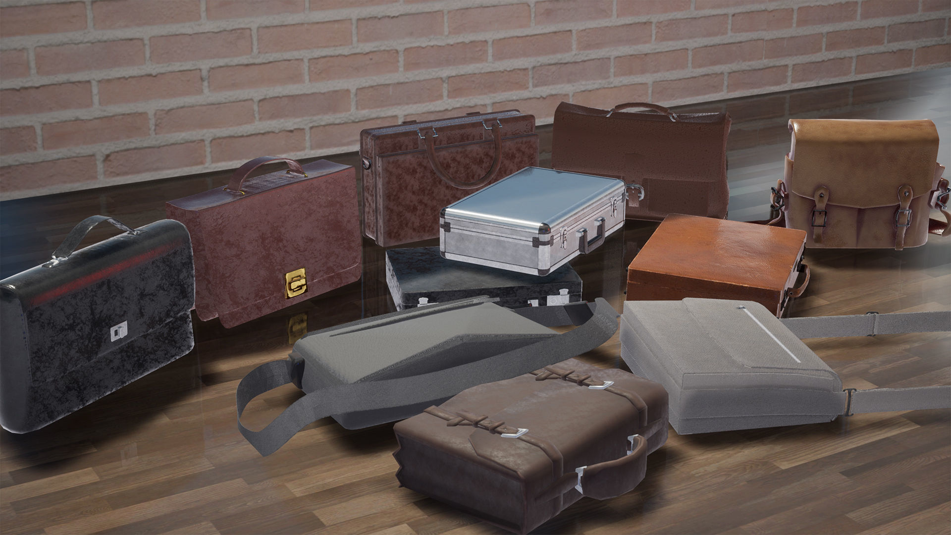 Briefcase Package 11 Assets Low-poly 3D model_14