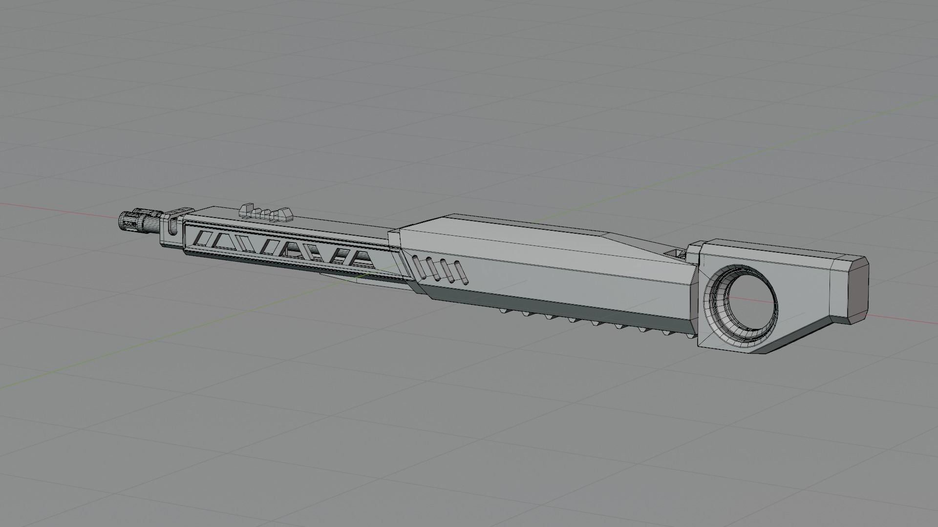 Twin barrel  sci-fi auto cannon Low-poly 3D model_15